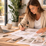 architecte intérieur travaillant sur un projet d’aménagement de maison dans les Yvelines
