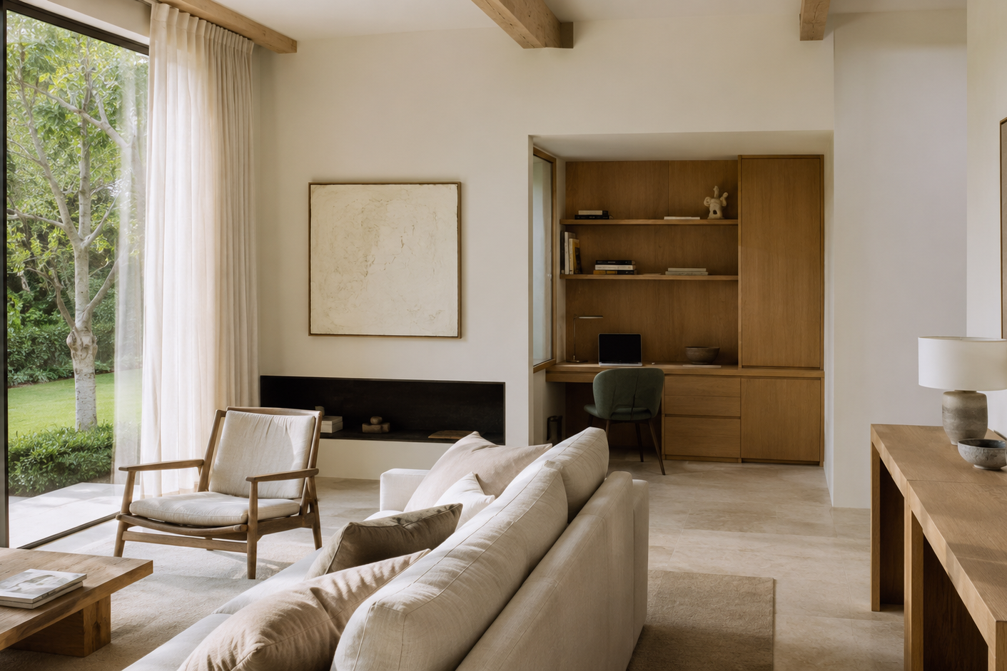 bureau amenage a la maison avec lumiere naturelle, architecte interieur Yvelines
